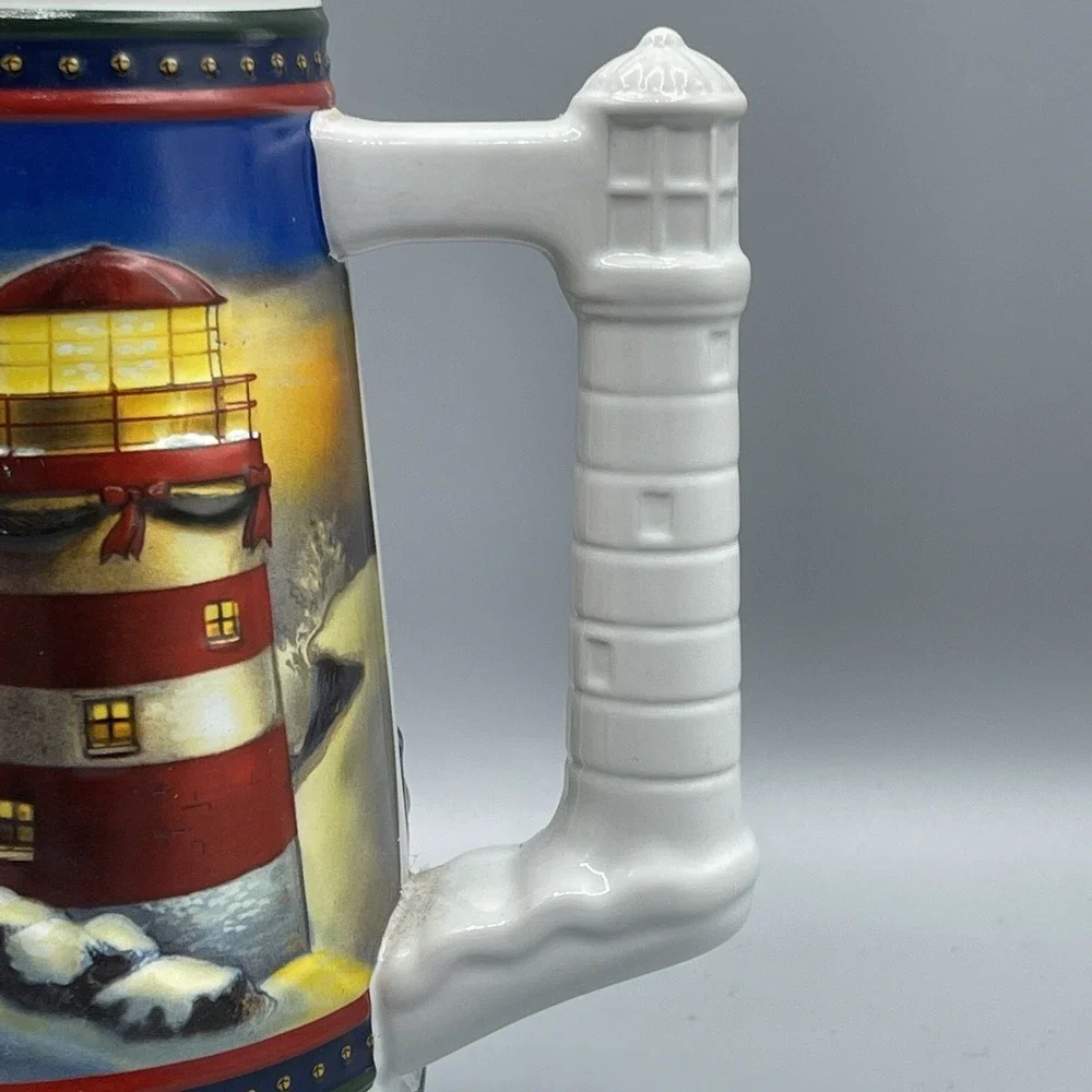 Vintage Budweiser‎ Stein Beer 2002 Guiding the Way Home Lighthouse Christmas